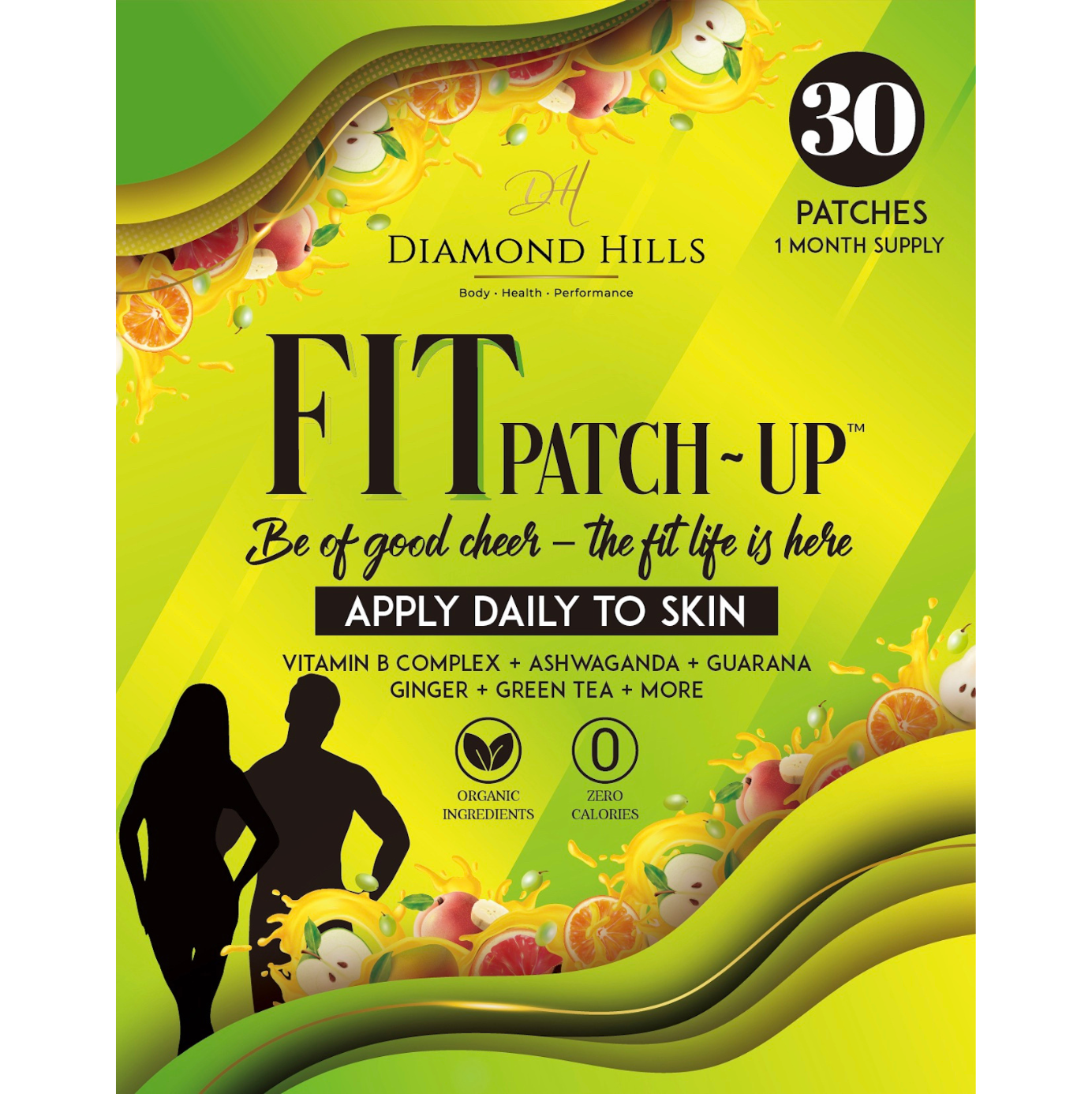 Diamond Hills Patch-Up - 12-Pack Hangover Patches - Maximum Recovery - Waterproof, Organic Ingredients Vitamin B, DHM, Ginger, Prickly Pear
