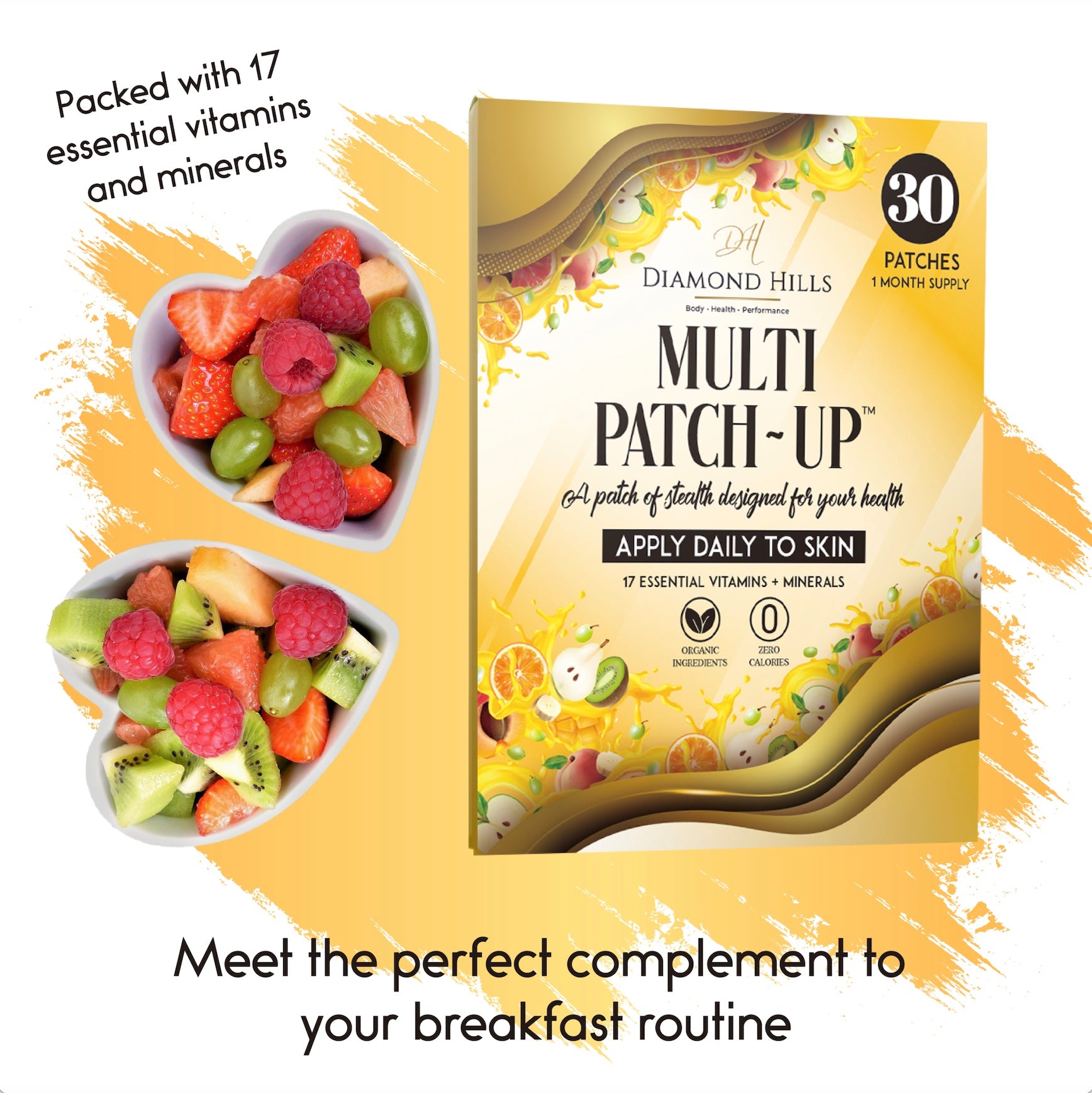 Daily Plus Patch Diamond Hills Multi Patch-Up – 30ct Daily Multivitamin Patches – Energ